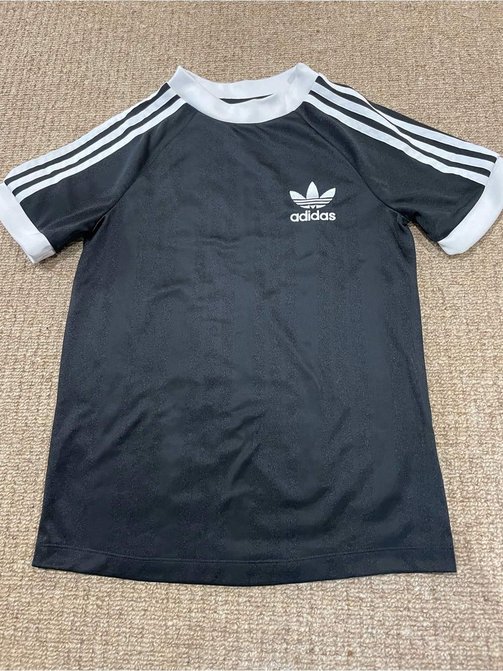adidas Black and White Three-Stripe tee size Small